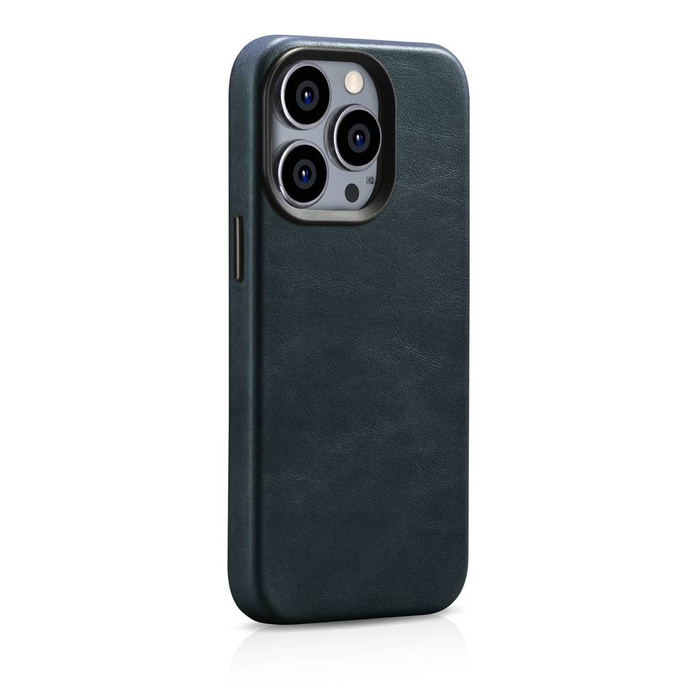 iCarer Oil Wax Premium Leather Case skórzane etui iPhone 14 Pro Max magnetyczne z MagSafe ciemnoniebieski (WMI14220704-BU)