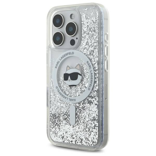 Etui Karl Lagerfeld iPhone 16 Pro Max 6.9" hardcase transparent Liquid Glitter Choupette Head Magsafe
