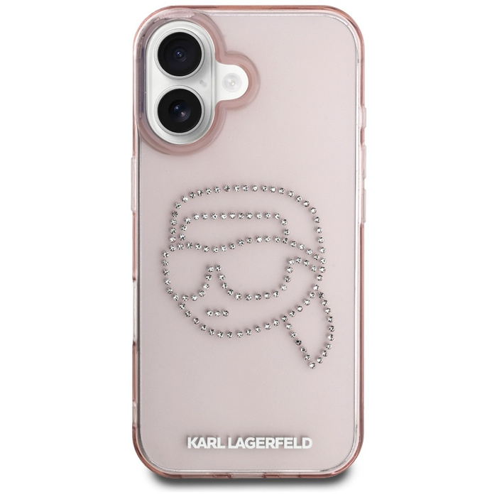 Etui Karl Lagerfeld IML Rhinestones Karl  Head do iPhone 16 różowy