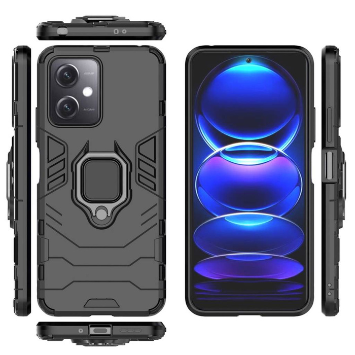 Etui Ring Armor etui do Xiaomi Redmi Note 12 5G / Poco X5 5G pancerny pokrowiec uchwyt magnetyczny ring czarne Case