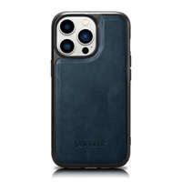 iCarer Leather Oil Wax etui pokryte naturalną skórą do iPhone 14 Pro (kompatybilne z MagSafe) niebieski (WMI14220718-BU)