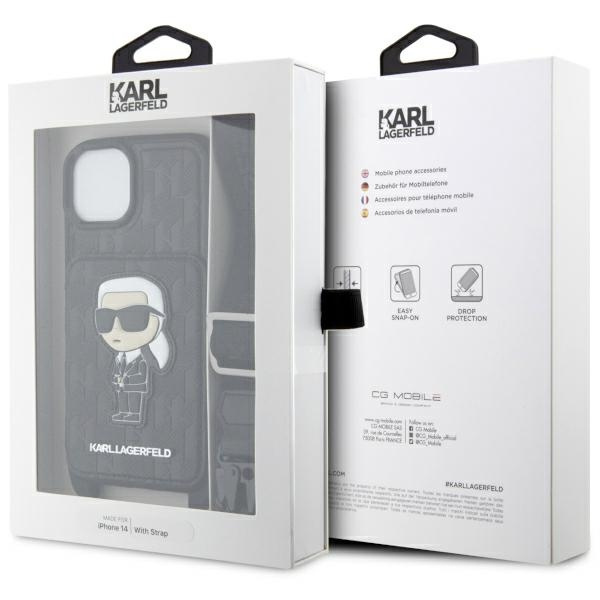 Etui Karl Lagerfeld KLHCP14SCSAKHPKK iPhone 14 6.1" hardcase czarny/black Crossbody Saffiano Monogram Ikonik Case