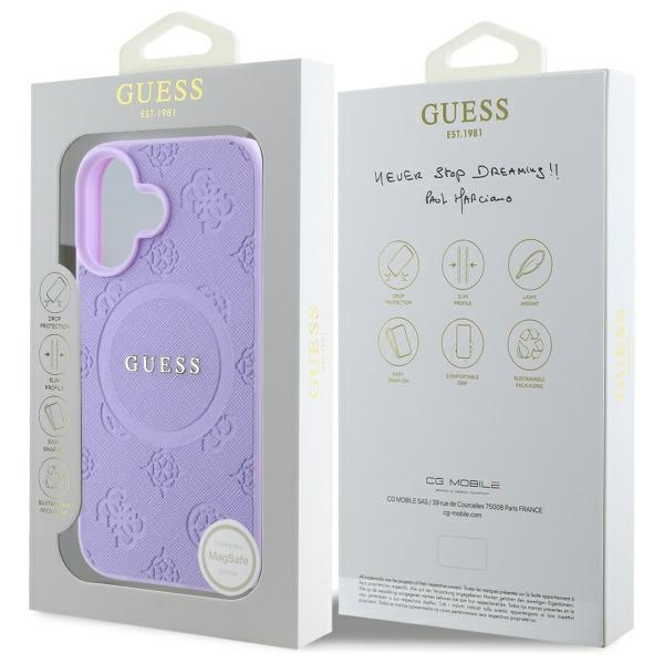 Etui Guess iPhone 16 6,1" fioletowy/purple HC MagSafe Safiano Peony Classic Logo