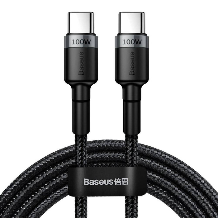 Baseus Cafule nylonowy kabel przewód USB Typ C Power Delivery 2.0 100W 20V 5A 2m szary (CATKLF-ALG1)