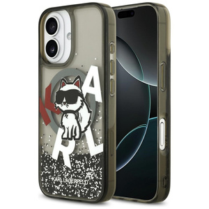 Etui Karl Lagerfeld Liquid Glitter       Choupette Logo MagSafe do iPhone 17 czarny