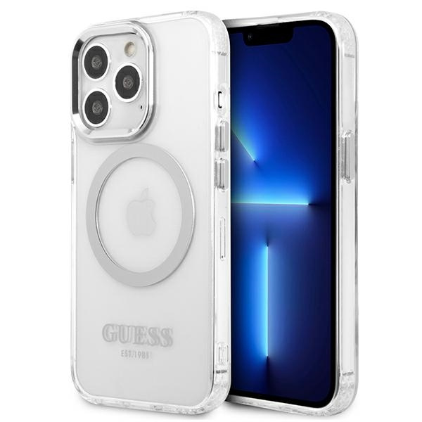 Etui GUESS Apple iPhone 13 Pro Max Metal Outline Magsafe Srebrny Hardcase