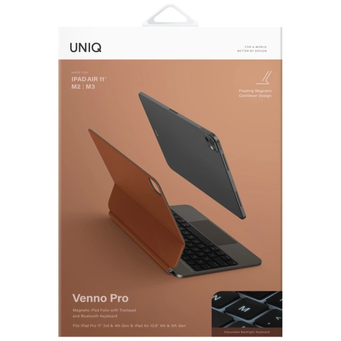 Etui UNIQ Venno Pro Magnetic Smart       z klawiaturą do iPad Air 11" (2024/25) | Air 10.9" (2022/20) | iPad Pro 11" (2022/21) caramel