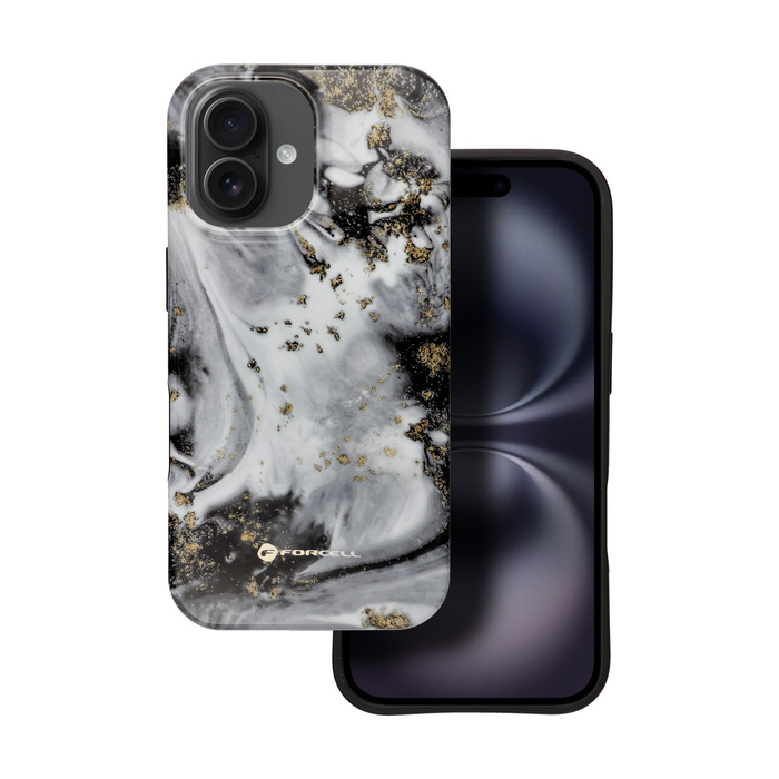 Etui na iPhone 16 PLUS Forcell F-Protect Mirage zgodny z MagSafe Military Drop-Test silver fog