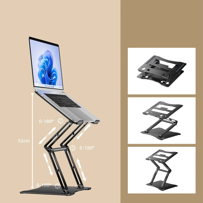 Podstawka pod laptopa Wozinsky WRS-CPY75DSB aluminiowa + Gratis! podstawka do smartfona - czarna