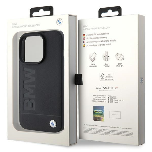 Etui BMW BMHMP15XSLLBK iPhone 15 Pro Max 6.7" czarny/black MagSafe Leather Hot Stamp Case
