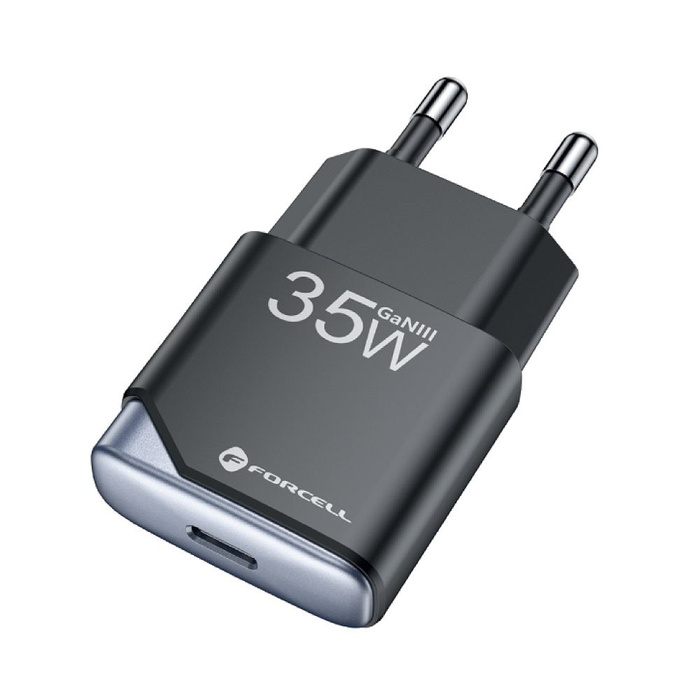Ładowarka sieciowa do telefonu Forcell F-Energy Ultra Slim GaN III USB C PD QC4.0 3A 35W B135101-E czarna