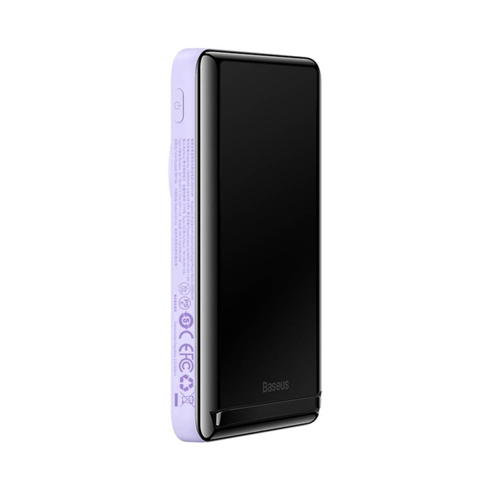 Baseus Magnetic Bracket Wireless Fast Charge Power Bank 10000mAh 20W Purple（With Xiaobai series fast charging Cable Type-C to Type-C 60W(20V/3A) 50cm White）