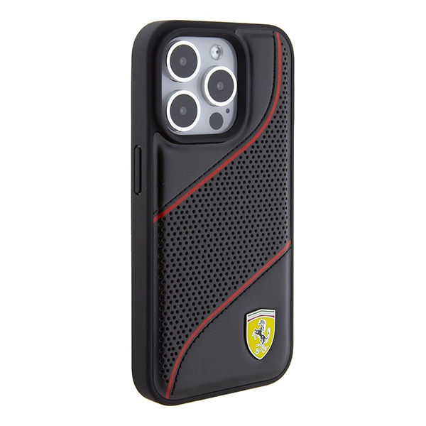 Etui Ferrari FEHCP15LPWAK iPhone 15 Pro 6.1" czarny/black hardcase Perforated Waves Metal Logo Case