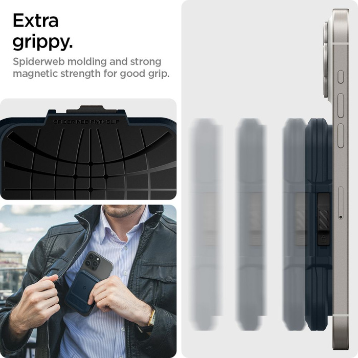 PORTFEL MAGASEF SPIGEN LOCK FIT UNIWERSALNY CARD HOLDER GRANATOWY