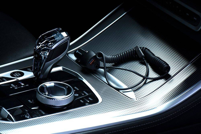 FORCELL F-ENERGY Carbon CC50-1AC ładowarka samochodowa USB A z kablem Typ C PD QC3.0 3A 38W czarna