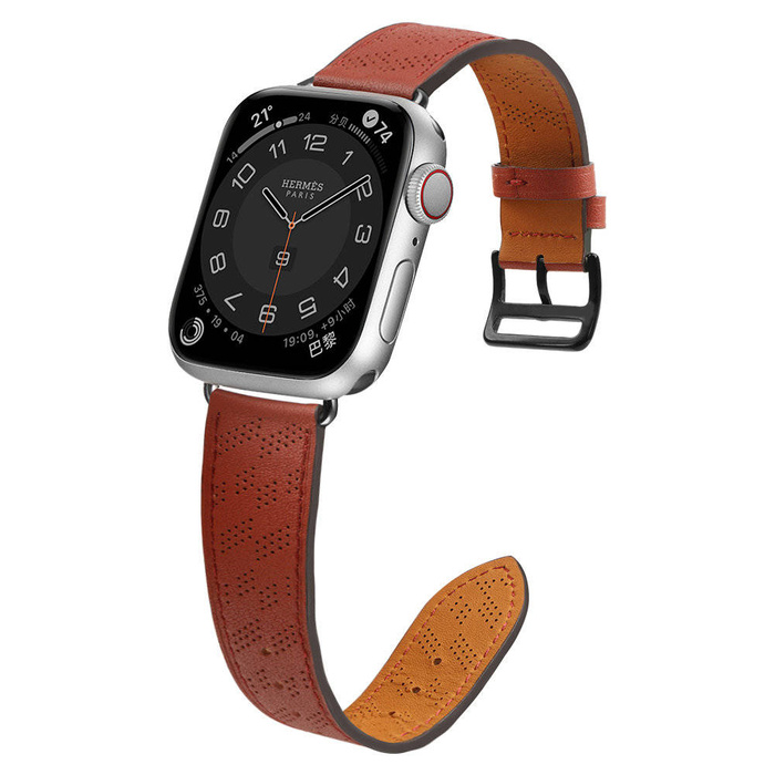 Pasek Strap Leather skórzany pasek Apple Watch Ultra, SE, 8, 7, 6, 5, 4, 3, 2, 1 (49, 45, 44, 42  mm) opaska bransoleta czerwony