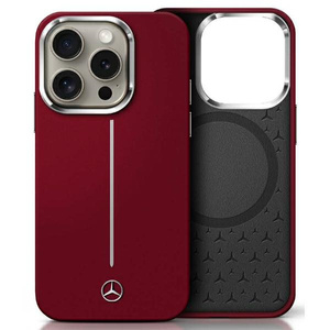 Etui Mercedes iPhone 16 Pro Max 6.9" czerwony/red hardcase Silicone White Stripe MagSafe