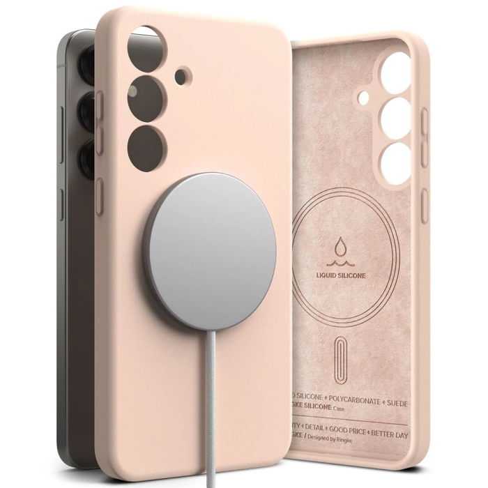 Etui RINGKE SILICONE MAGNETIC MAGSAFE GALAXY S25+ PLUS PINK SAND