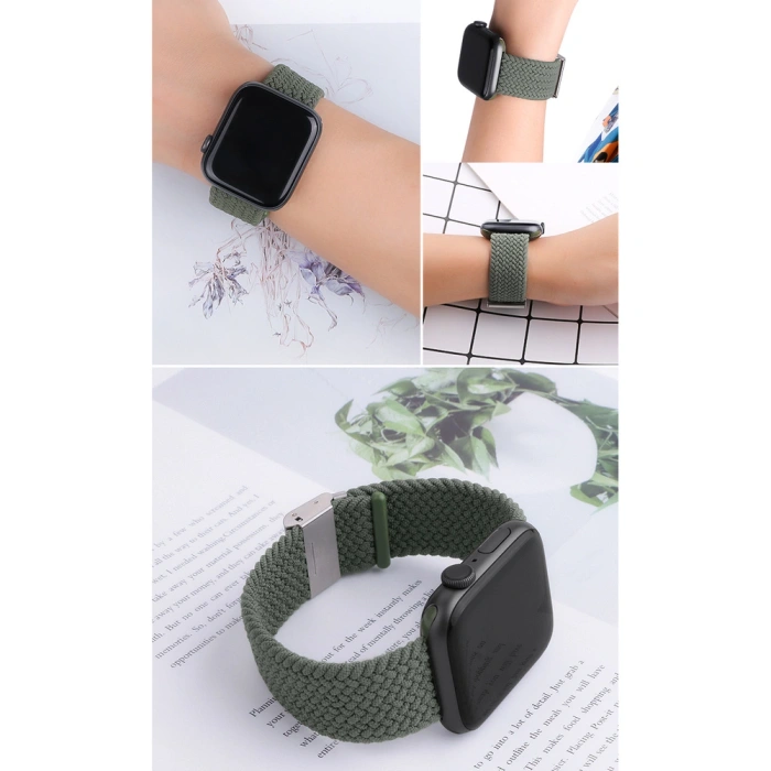Pleciony materiałowy pasek bransoletka Strap Fabric opaska do Apple Watch 38 / 40 / 41 mm - niebieski