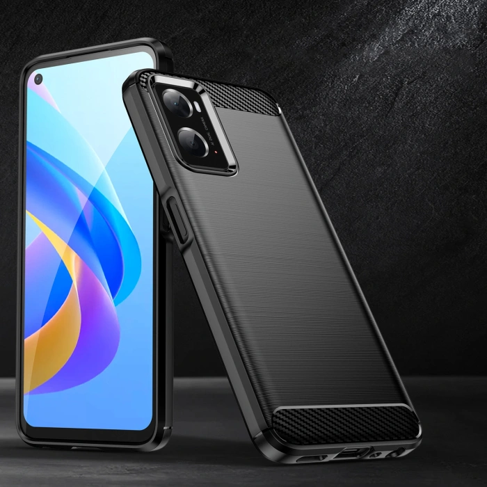 Carbon Case elastyczne etui pokrowiec Oppo A76 / Oppo A36 / Realme 9i czarny