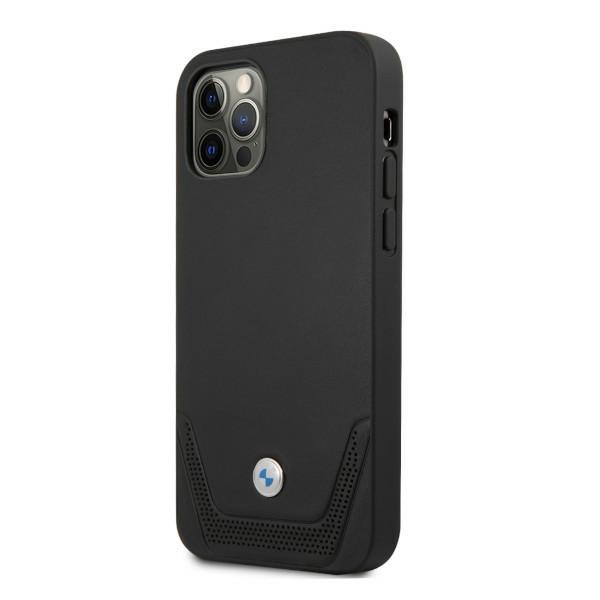 Etui BMW Apple iPhone 12 12 Pro Leather Perforate Czarny Hardcase