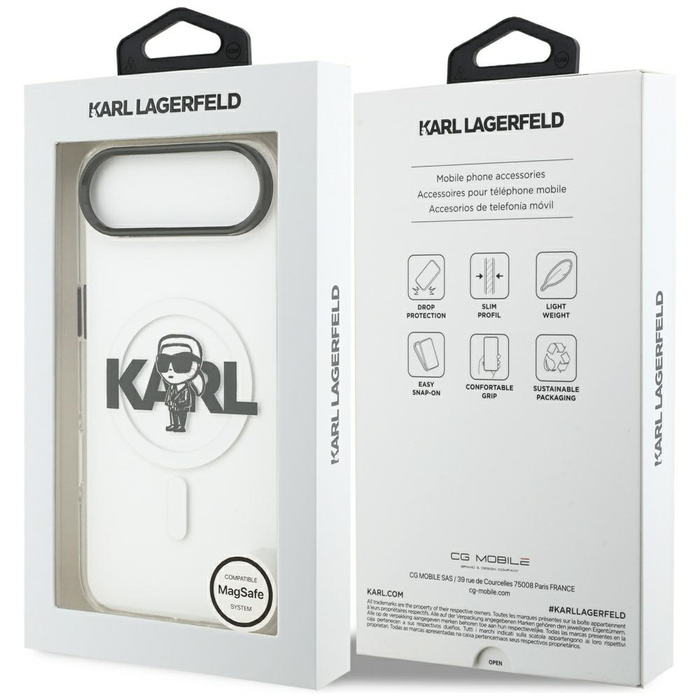 Etui Karl Lagerfeld IML Karl Sketch Logo MagSafe do iPhone 17 Air przezroczysty