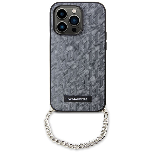 Etui Karl Lagerfeld KLHCP14XSACKLHPG iPhone 14 Pro Max 6.7" srebrny/silver hardcase Saffiano Monogram Chain Case