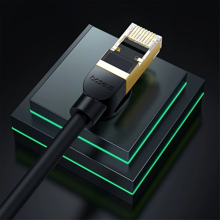 Kabel sieciowy kat. 8 Baseus Ethernet RJ45, 40Gbps, 1,5m (czarny)
