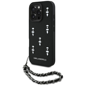 Etui Karl Lagerfeld Saffiano Crystals w/Chain do iPhone 16 Pro czarny