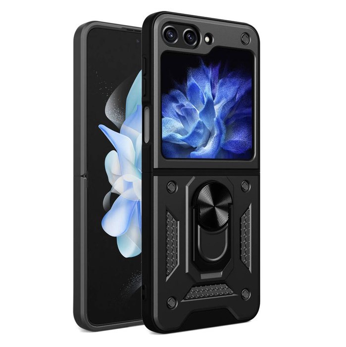Etui pancerne Hybrid Armor Camshield do Galaxy Z Flip 5 5G z osłoną na aparat - czarne