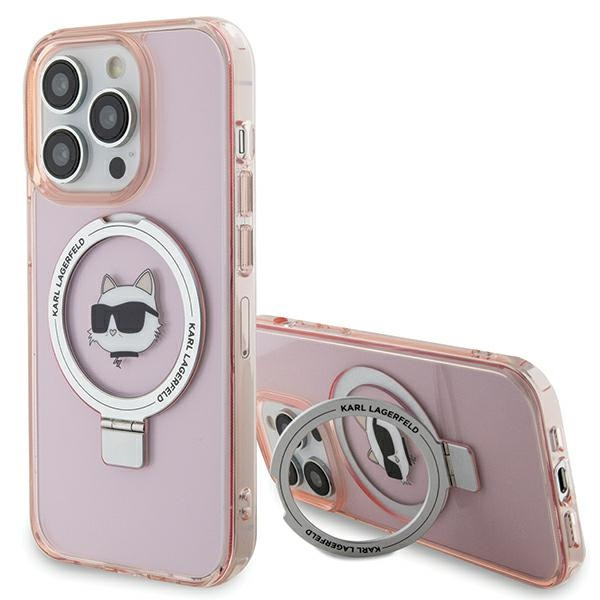 Etui Karl Lagerfeld KLHMP15XHMRSCHP iPhone 15 Pro Max 6.7" różowy/pink hardcase Ring Stand Choupette Head MagSafe Case