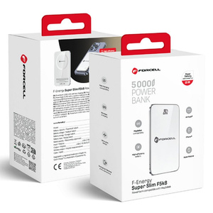 Powerbank zgodny z MagSafe Forcell F-Energy SuperSlim F5K8 QC4.0 PD3.0 15W 5000 mAh biały 0INT