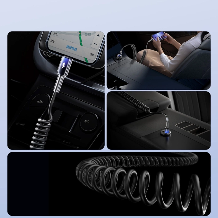 Kabel spiralny Joyroom S-A43 Crystal-Clear Series 3A USB-A - USB-C 1,5m - czarny