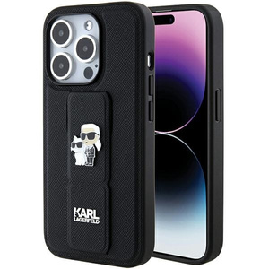 Etui Karl Lagerfeld KLHCP15XGSAKCPK iPhone 15 Pro Max 6.7" czarny/black hardcase Gripstand Saffiano Karl&Choupette Pins Case