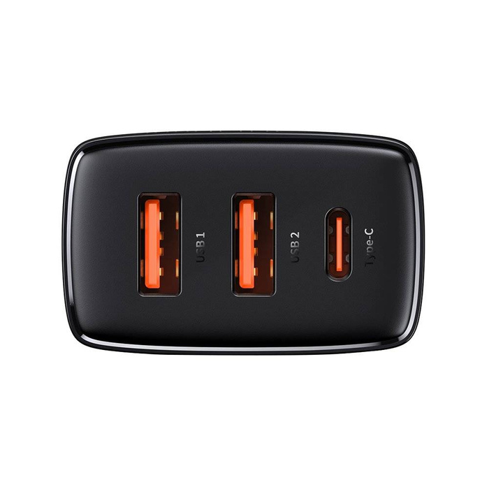 [PO ZWROCIE]Baseus Compact szybka ładowarka sieciowa 2x USB / USB Typ C 30W 3A Power Delivery Quick Charge czarny (CCXJ-E01)