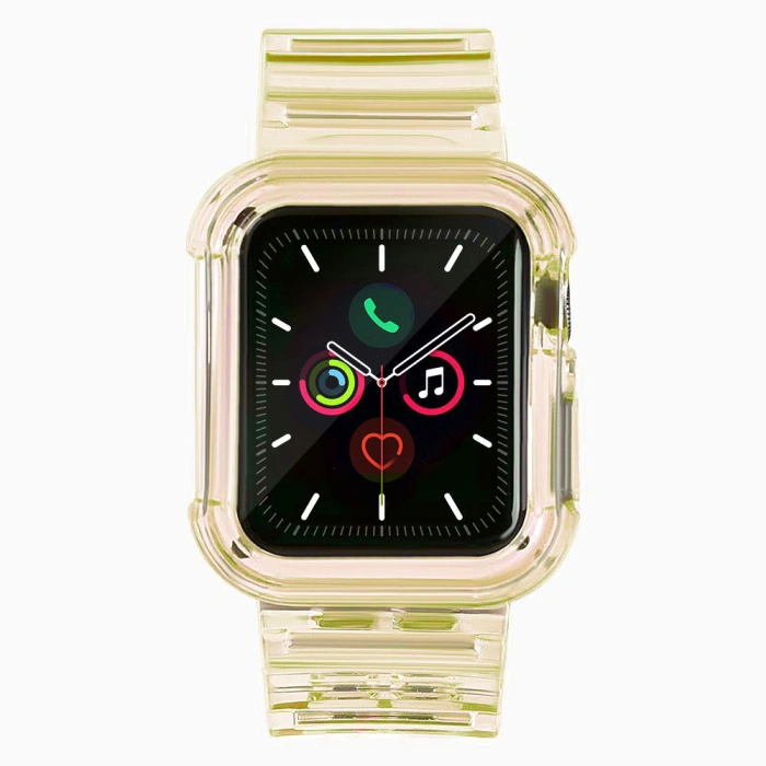 Silikonowa opaska pasek bransoleta bransoletka etui Strap Light Set do zegarka Apple Watch 42 mm - żółta
