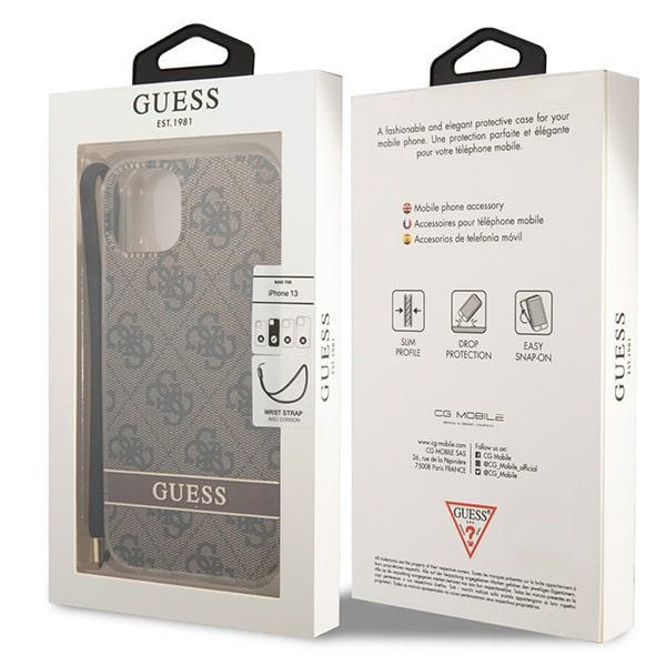 Etui GUESS Apple iPhone 14 4G Print Strap Brązowy Hardcase