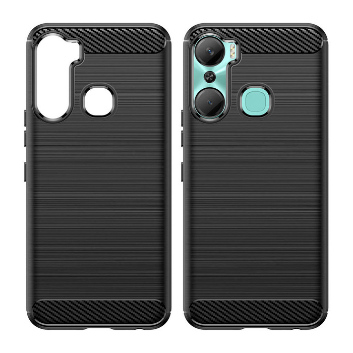 Etui Carbon Case etui do Infinix Hot 12 Pro elastyczny silikonowy karbonowy pokrowiec czarne Case
