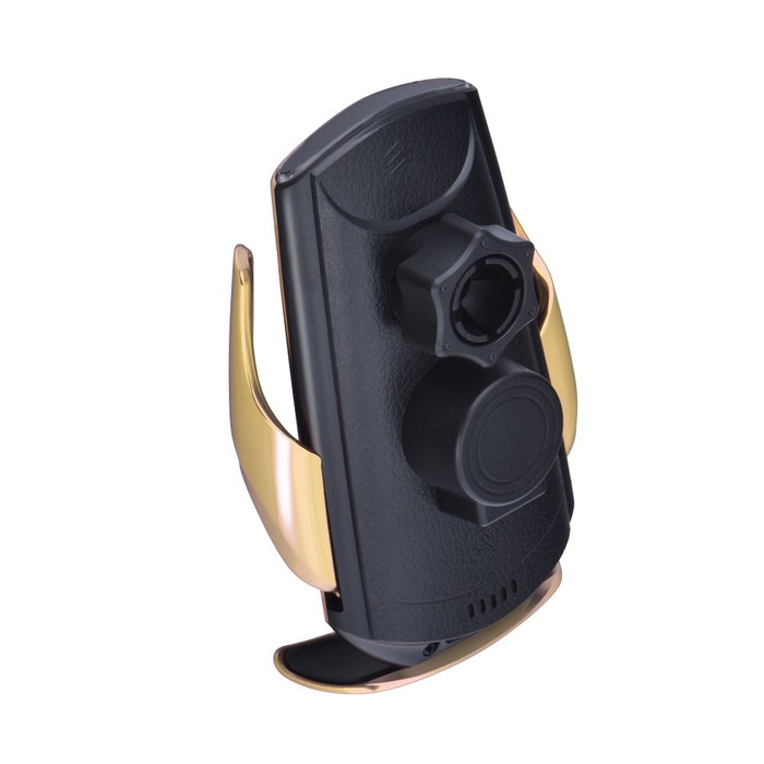 FORCELL uchwyt z ładowaniem indukcyjnym automatyczny + adapt. magnetyczne HS1 Qi 15W złoty