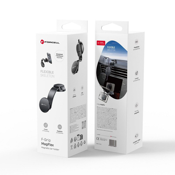 FORCELL F-Grip MagFlex uchwyt samochodowy do szyby/deski kompatybilny z MagSafe czarny
