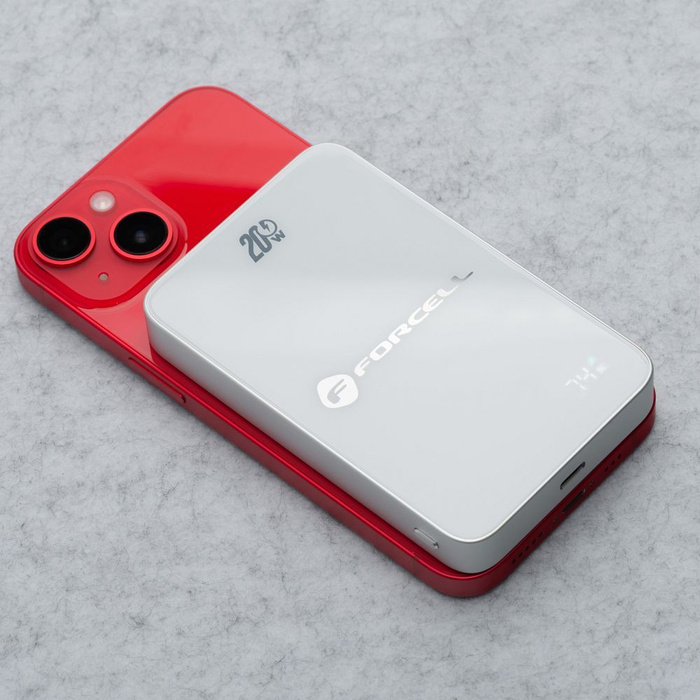 Powerbank zgodny z MagSafe Forcell F-Energy SuperSlim F10K8 QC4.0 PD3.0 15W 10000 mAh biały 0INT