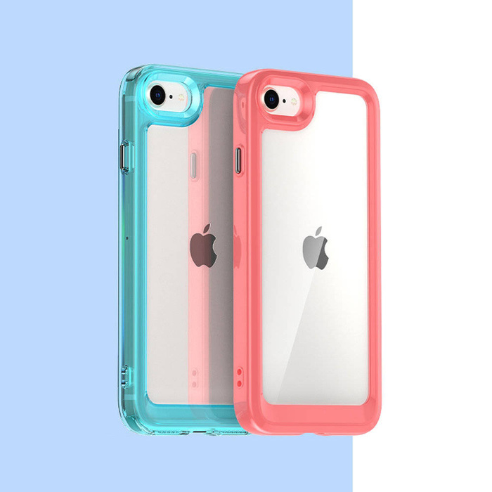 Outer Space Case etui do iPhone SE 2022 / SE 2020 / iPhone 8 / iPhone 7 sztywny pokrowiec z żelową ramką czerwony