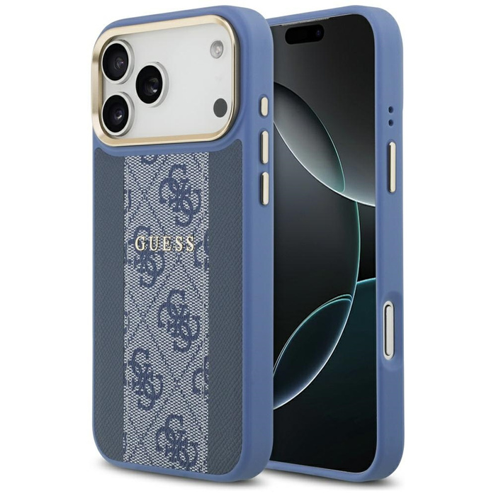 Etui Guess 4G Stripe MagSafe do iPhone   17 Pro Max niebieski