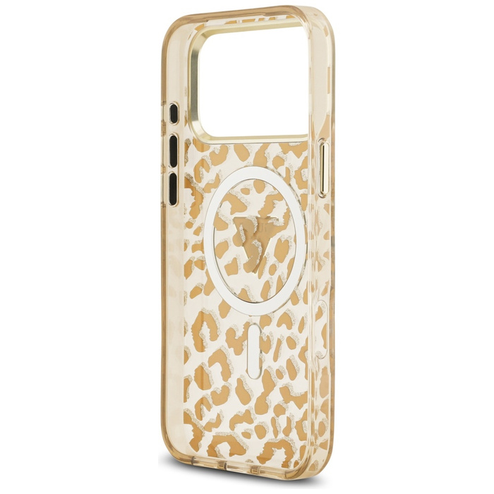 Etui Guess Leopard Glitter MagSafe do    iPhone 17 Pro Max brązowy