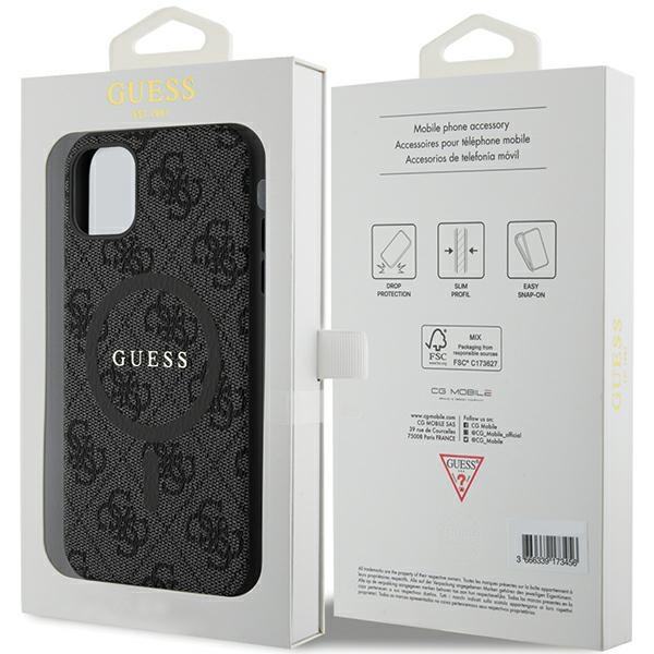 Etui Guess GUHMN61G4GFRK iPhone 11 6.1" / Xr czarny/black hardcase 4G Collection Leather Metal Logo MagSafe Case