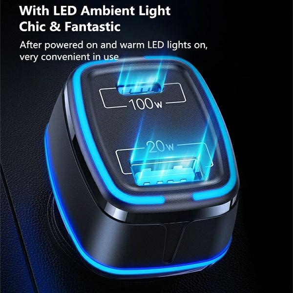 Ładowarka Samochodowa USAMS 1xUSB 1xUSB-C C24 120W Fast Charge Biały