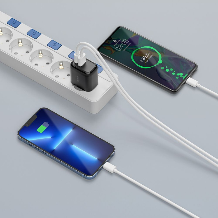 ŁADOWARKA TECH-PROTECT C20W 2-PORT NETWORK CHARGER PD20W/QC3.0 BLACK