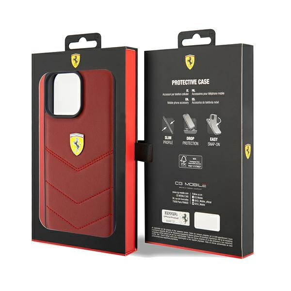 Etui Ferrari FEHCP15XRDUR iPhone 15 Pro Max 6.7" czerwony/red hardcase Leather Stitched Lines Case