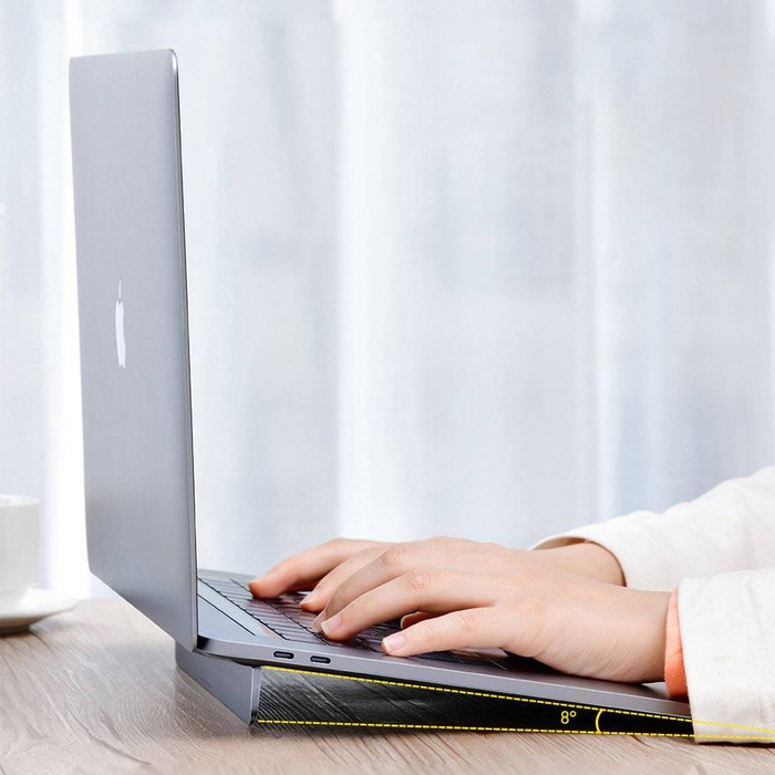 Baseus samoprzylepna aluminiowa podstawka pod laptopa MacBook ultra cienka składana srebrny (SUZC-0S)