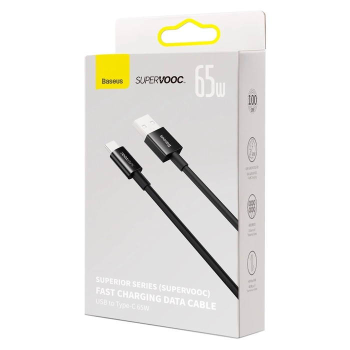 [PO ZWROCIE] Baseus Superior Series kabel SUPERVOOC USB-A do USB-C 65W 1m czarny